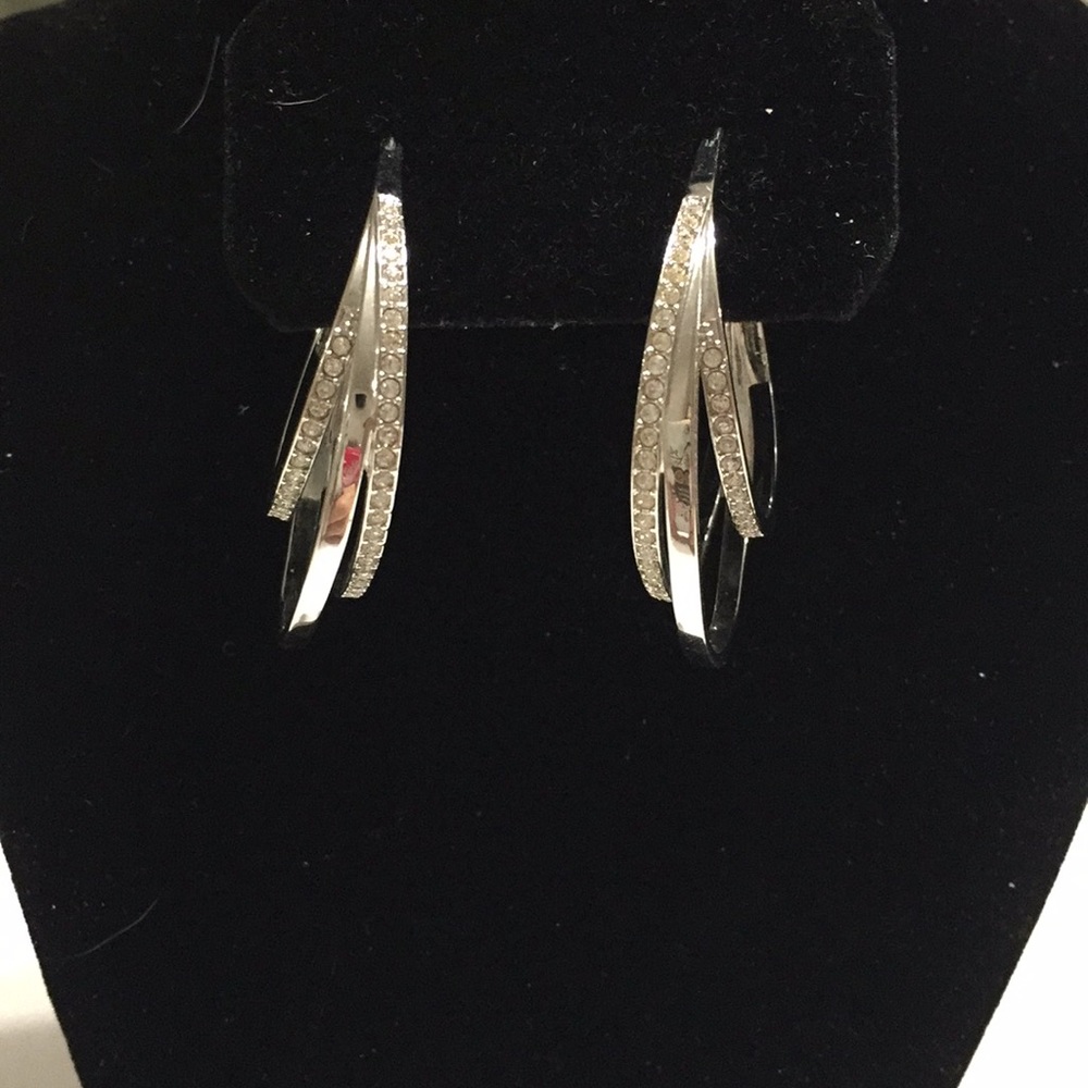 Swarovski triple  hoop  genuine crystal earrings